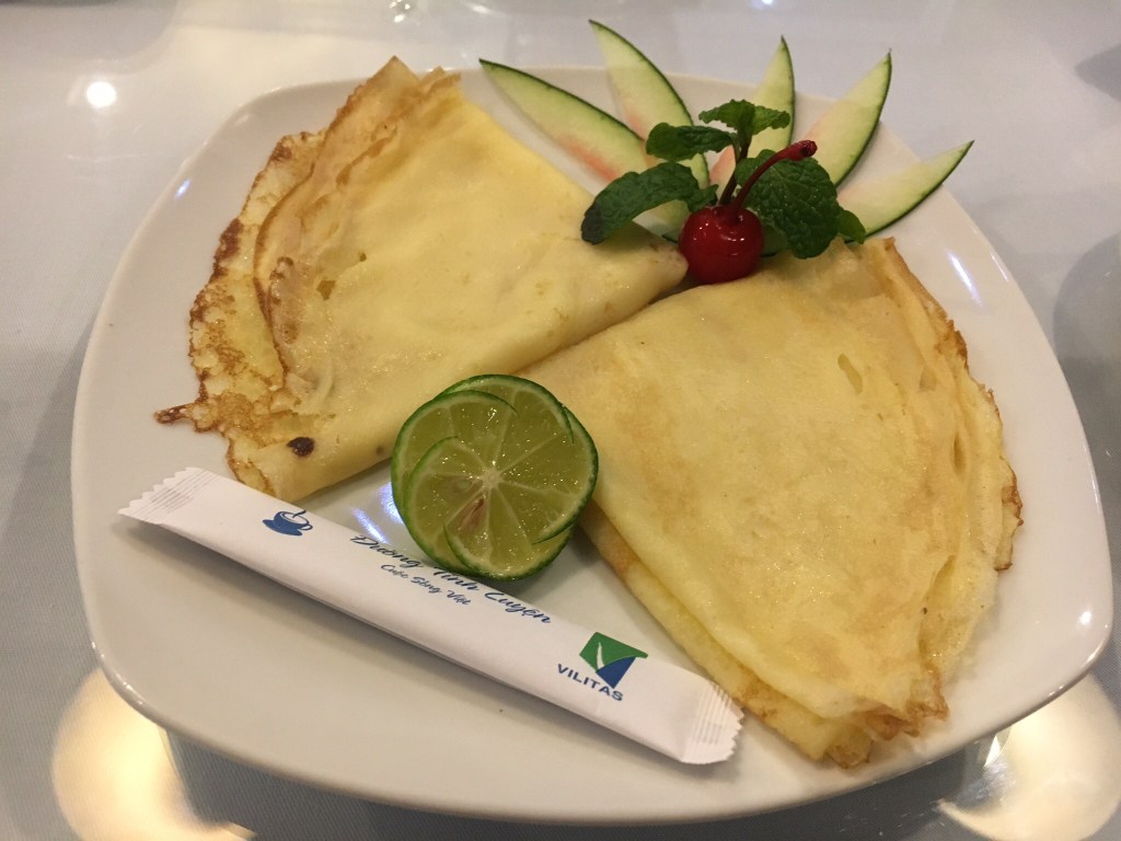 Nicely presented lemon (lime?) crepe @ our hotel in Hanoi