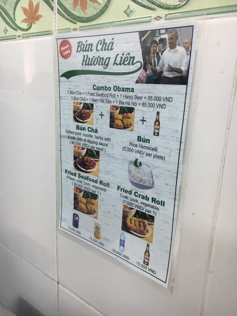 The menu @ Bun Cha Huong Lien