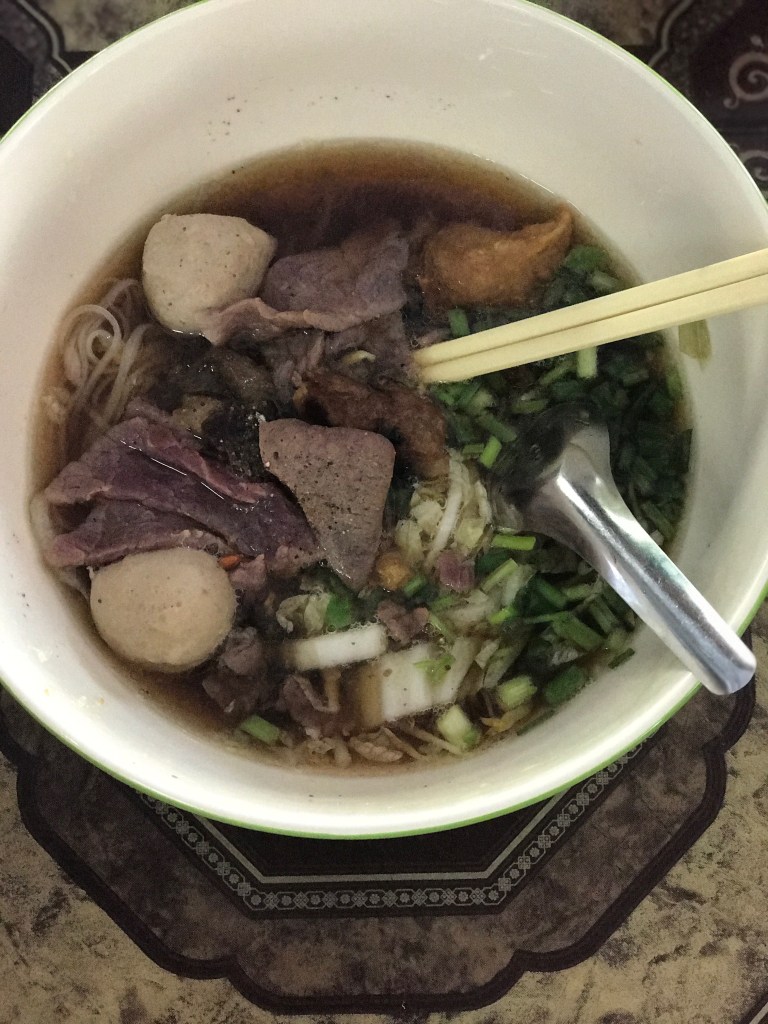 Beef noodle soup @ restaurant right in front of Wat Suan Dok. Photo credit: Aaron.