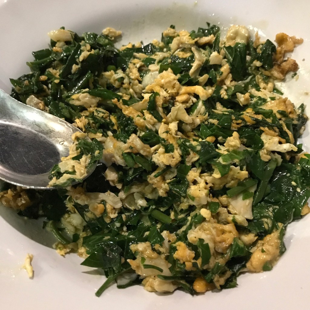 Stir-fried eggs with sweet leaves @ Tong Tem Toh. Photo credit: Aaron.