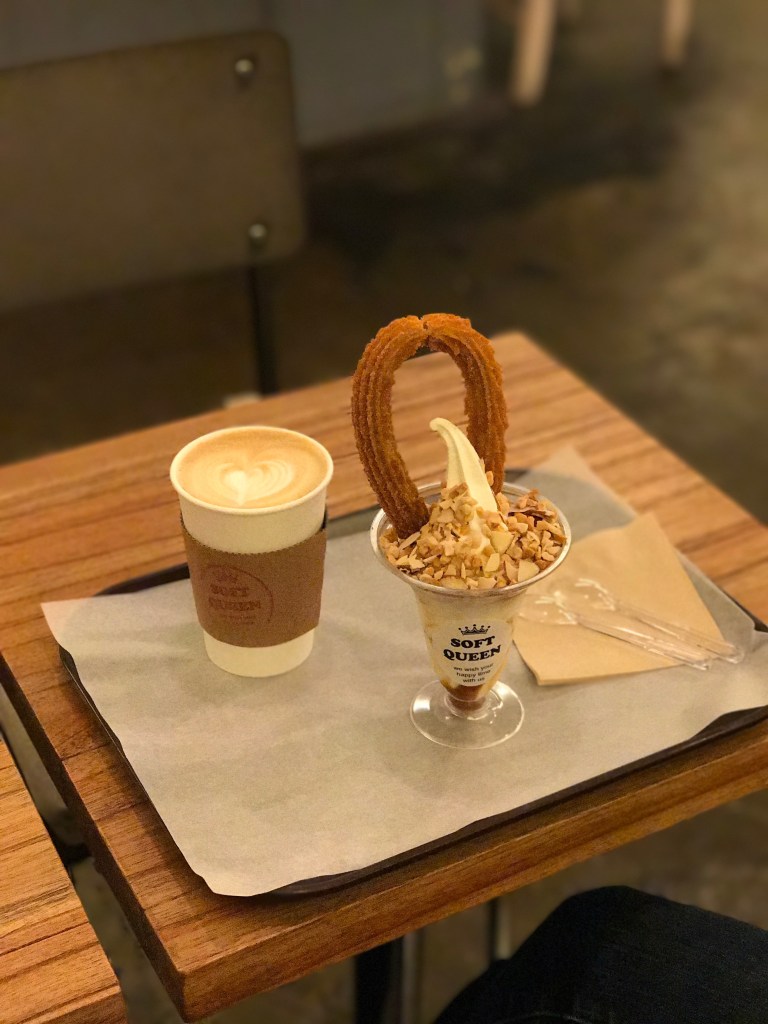  Churro with almond and peanuts over vanilla ice cream @ Soft Queen. Photo credit: Aaron. 