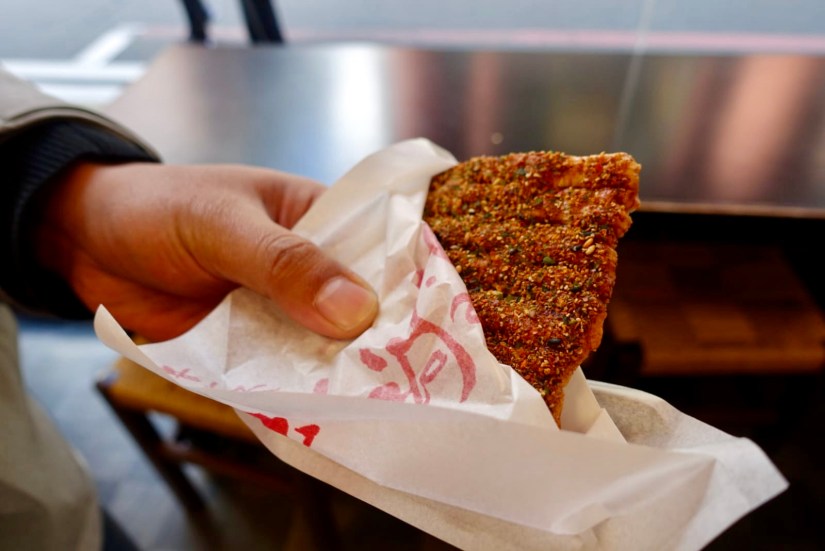 Rice crackers with a ton of Shichimi