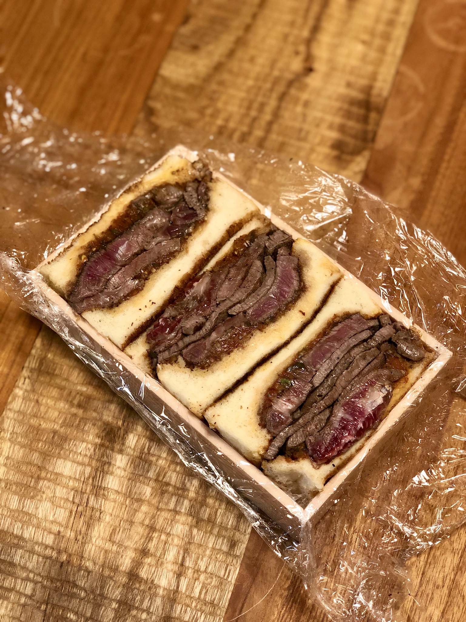 The famous take-out wagyu steak sandwich from Shima