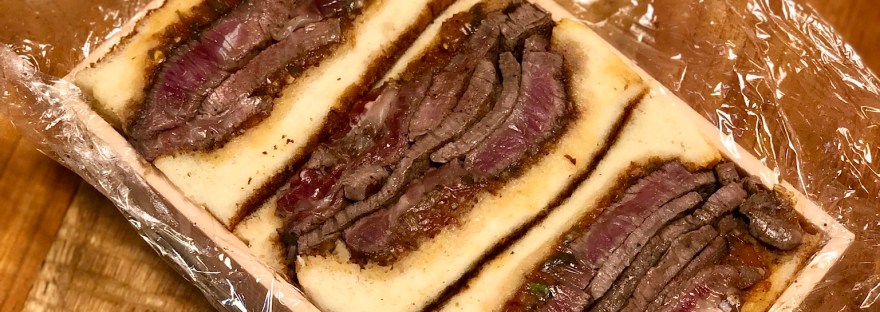 The famous take-out wagyu steak sandwich from Shima